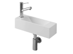 Lave-mains pour toilettes, suspendu et compacte, parfait pour les espaces restreints, Largeur 42 cm, Profondeur 14,5 cm, Hauteur 11 cm, résine minéral, Livraison 5-7 jours OFFERTE.